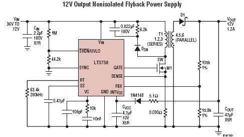 LT3758 12 volt power supply