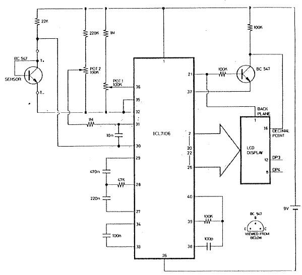ICL7106 electronic thermometer circuit design project
