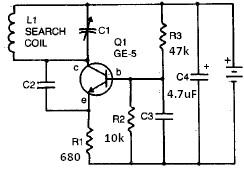Metal detectror using radio frequency circuit diagram project