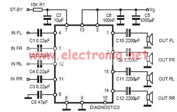 TDA7377 class AB car radio amplifier circuit design electronic project