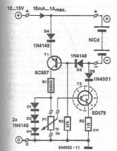 NiCd charger circuit diagram with transistors