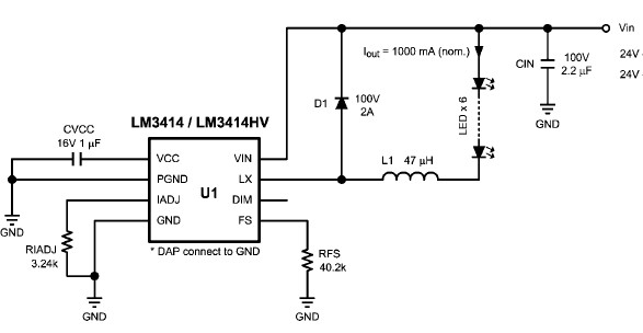 hold mekanisk bekendtskab Constant current source LED driver using LM3414