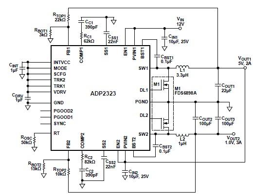 ADP2323 high current DC DC converter circuit design electronic project