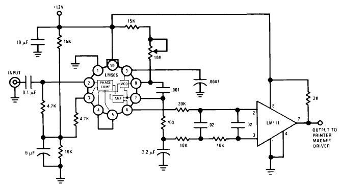 LM565 FSK demodulator circuit design electronic project